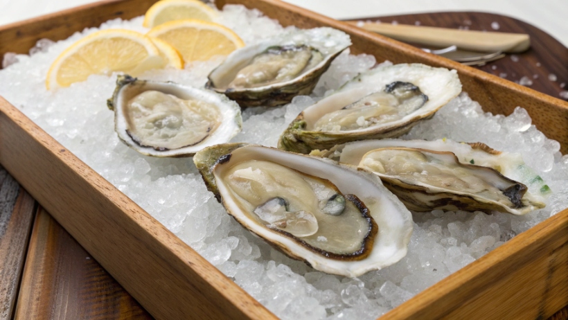Fresh Gulf oysters on the half shell served at Waterman's Restaurant Galveston Texas